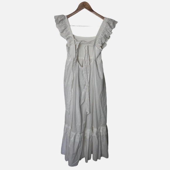 Anthropologie Brand En Saison Bea Eyelet Tie Back Maxi Dress White Size Large - Picture 4 of 9